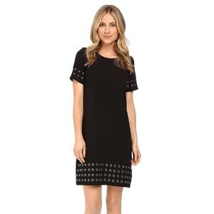 Calvin Klein Black Grommets Tee Shirt Shift Dress Size Small EC